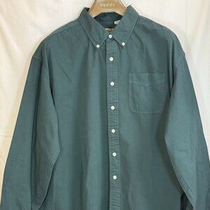 LL Bean Men's 100% Cotton Button Down Button Up Long Sleeve Shirt - Green - XXL